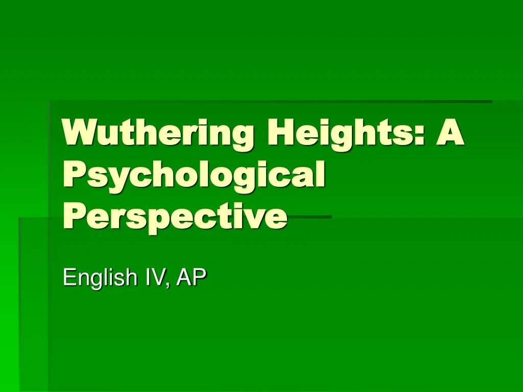 wuthering heights a psychological perspective n.