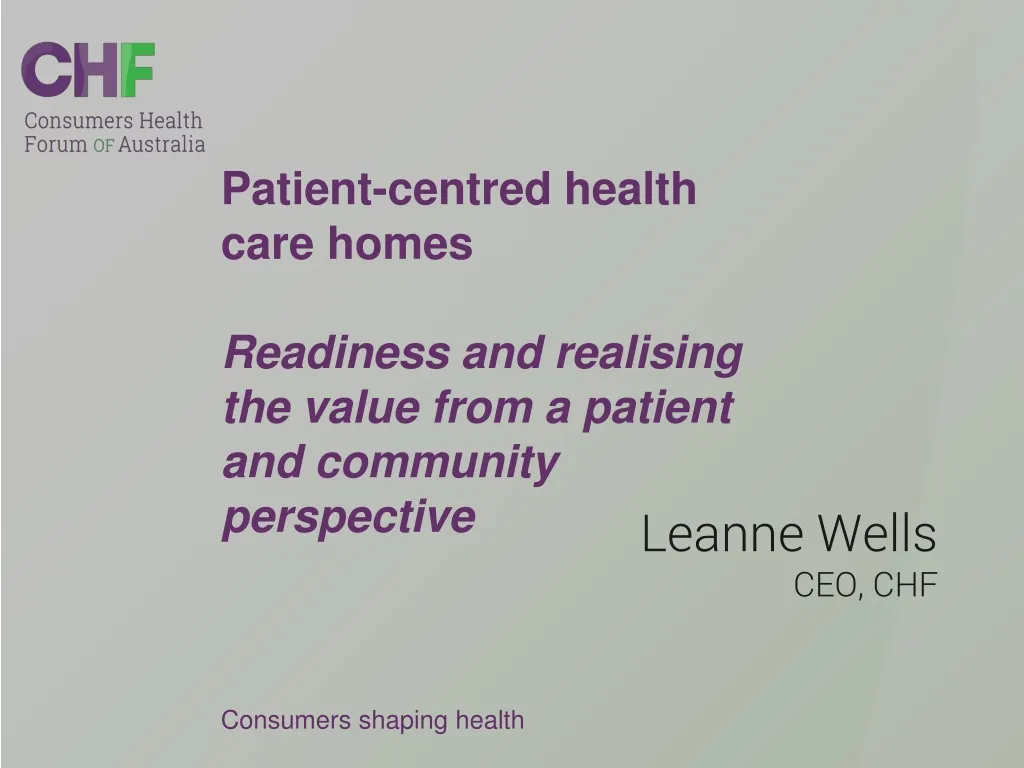patient centred health care homes readiness n.