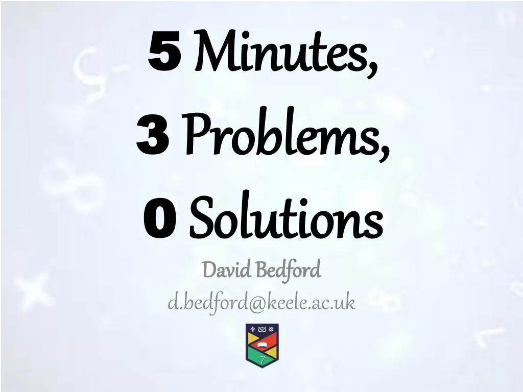 5 minutes 3 problems 0 solutions n.