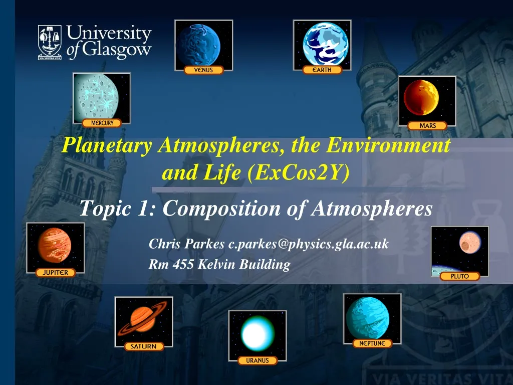 planetary atmospheres the environment and life excos2y topic 1 composition of atmospheres n.