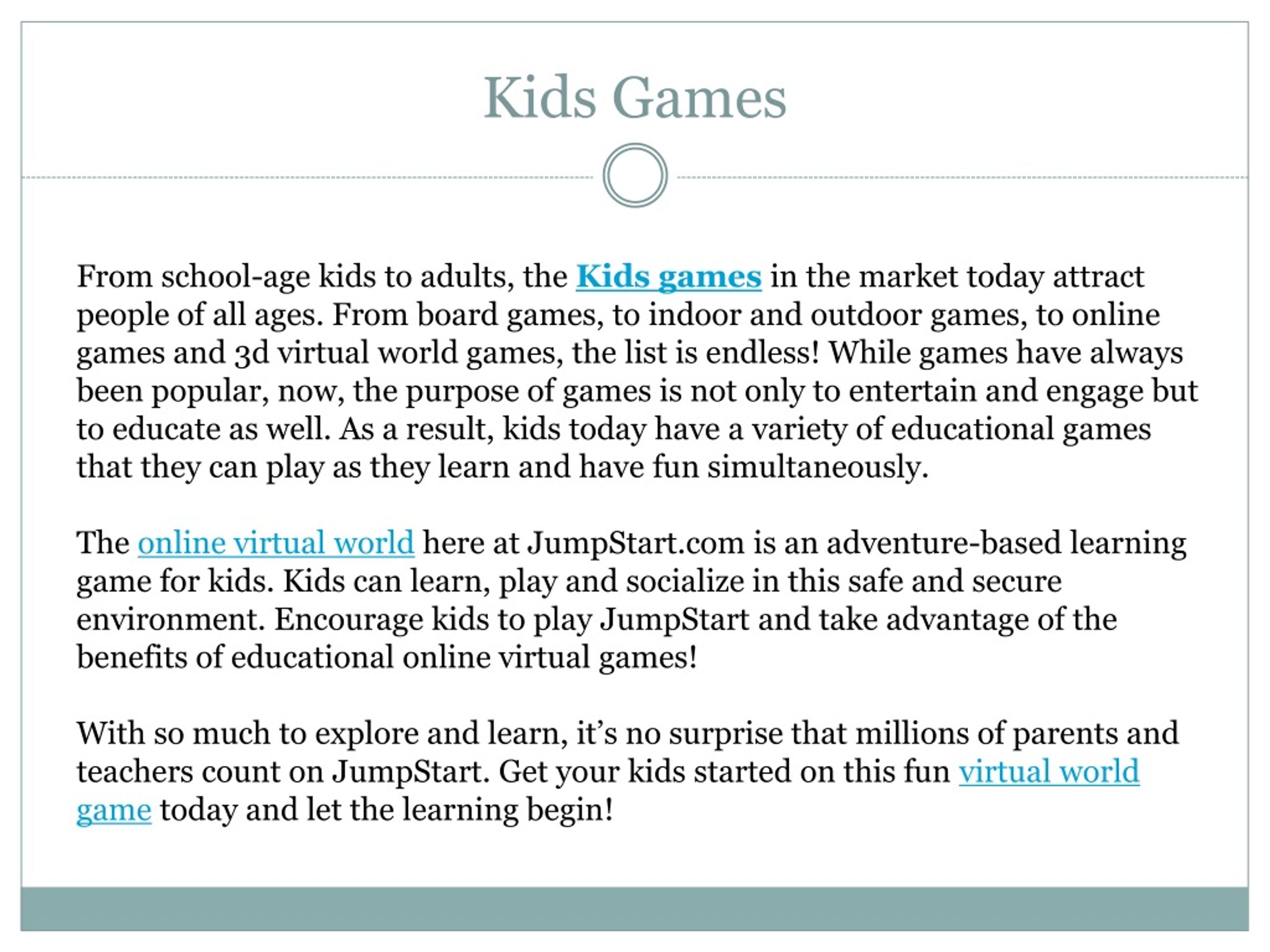 Educational Learning Games For Kids Online - Fun Games