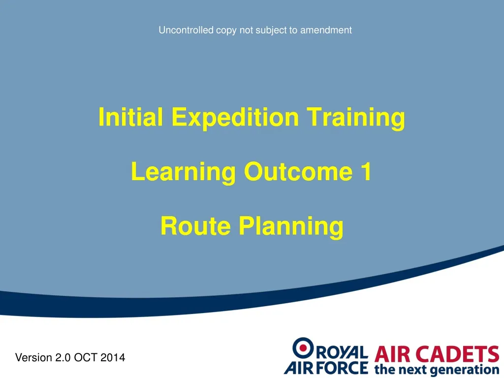 initial expedition training learning outcome 1 route planning n.