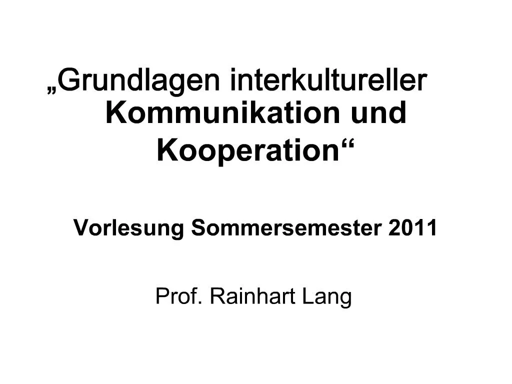 PPT - Grundlagen Interkultureller Kommunikation Und Kooperation ...