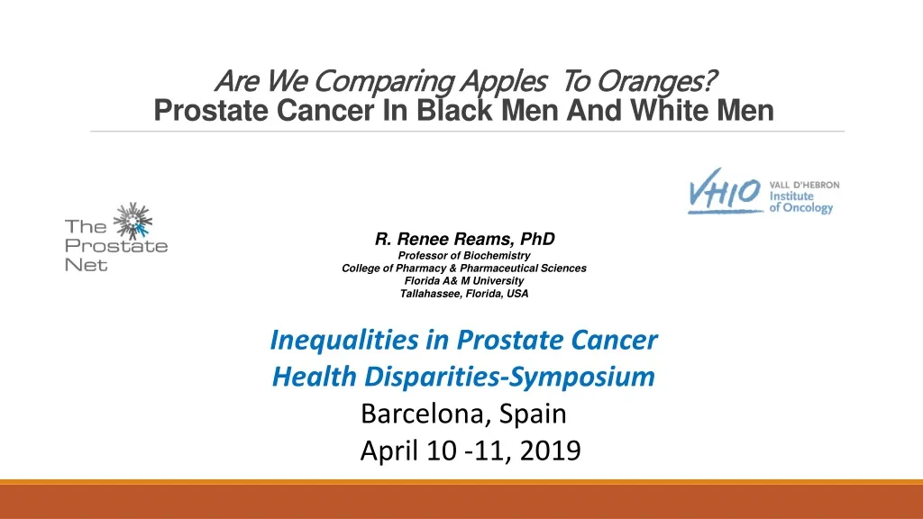 are we comparing apples to oranges prostate cancer in black men and white men n.