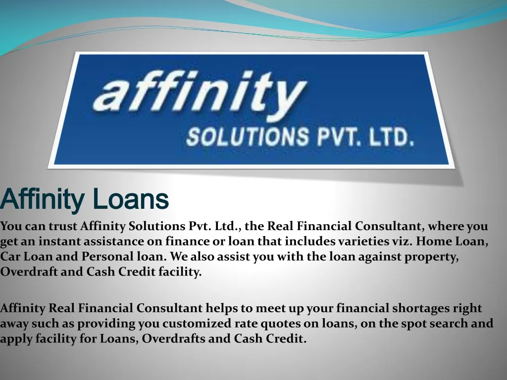 affinity loans you can trust affinity solutions n.