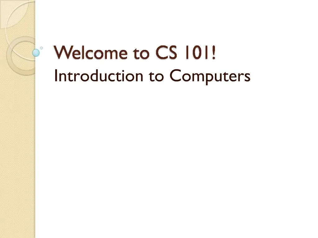 PPT - Welcome To CS 101 PowerPoint Presentation, Free Download - ID:1053182