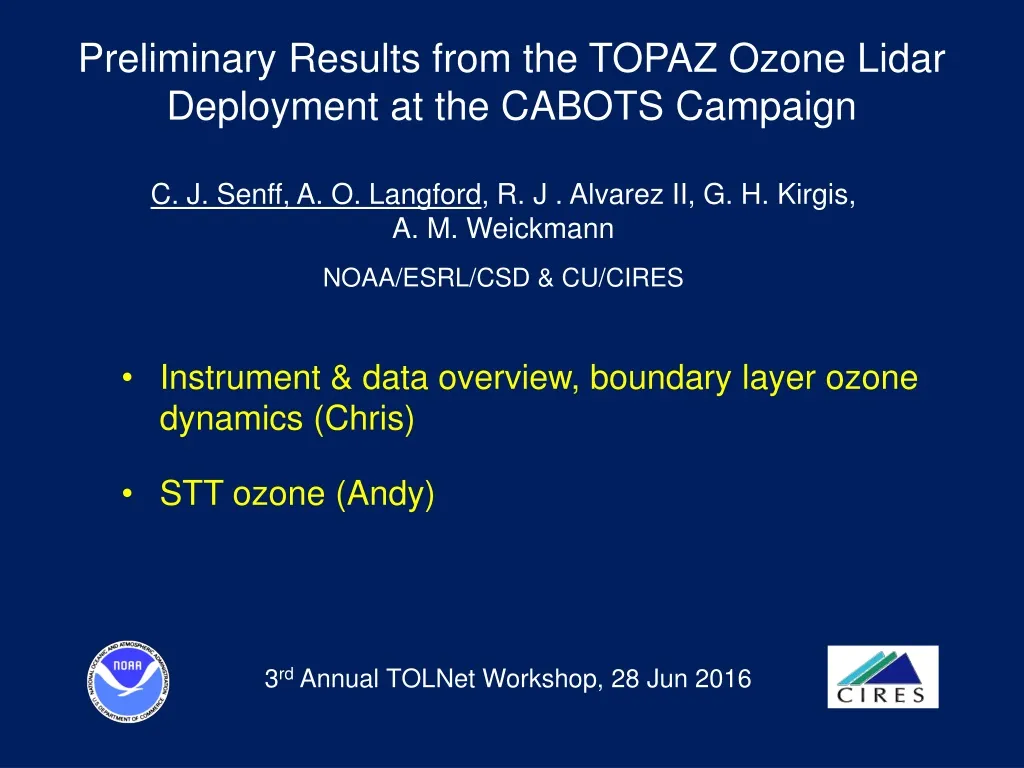 preliminary results from the topaz ozone lidar n.