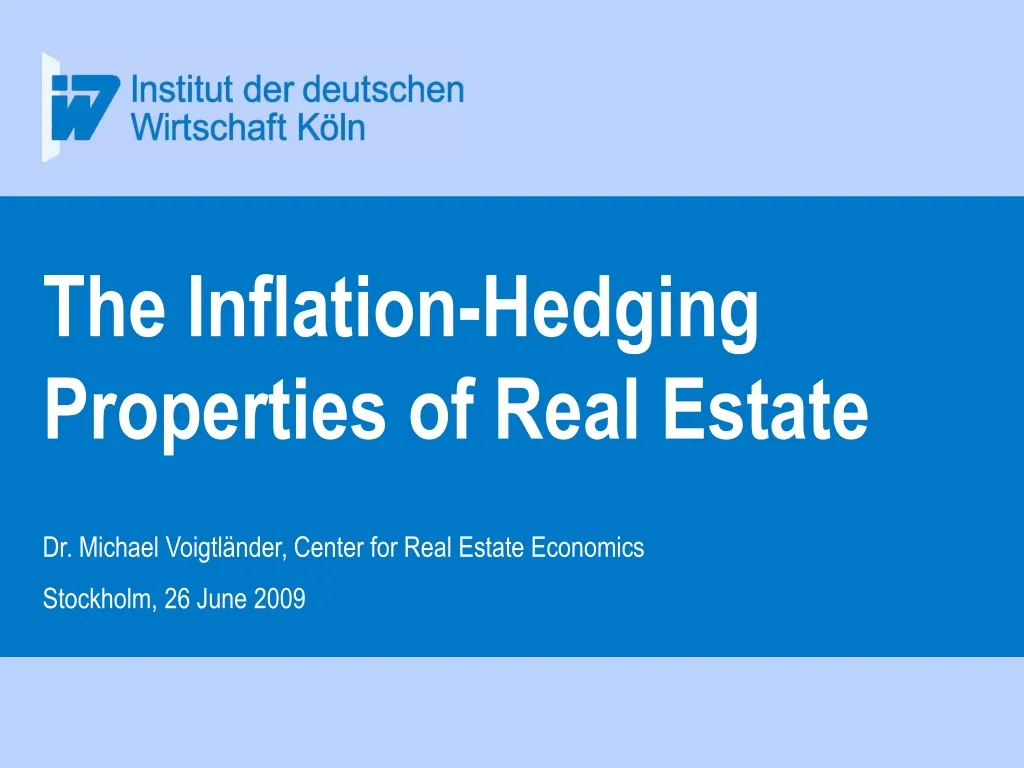 the inflation hedging properties of real estate n.