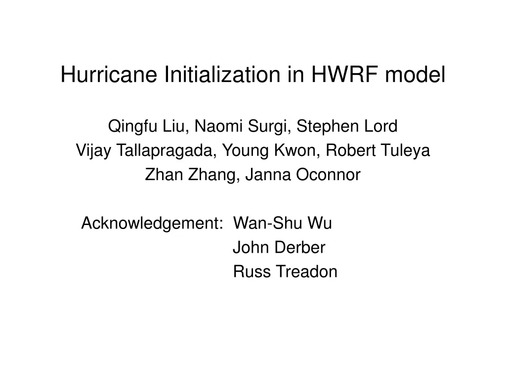 hurricane initialization in hwrf model n.