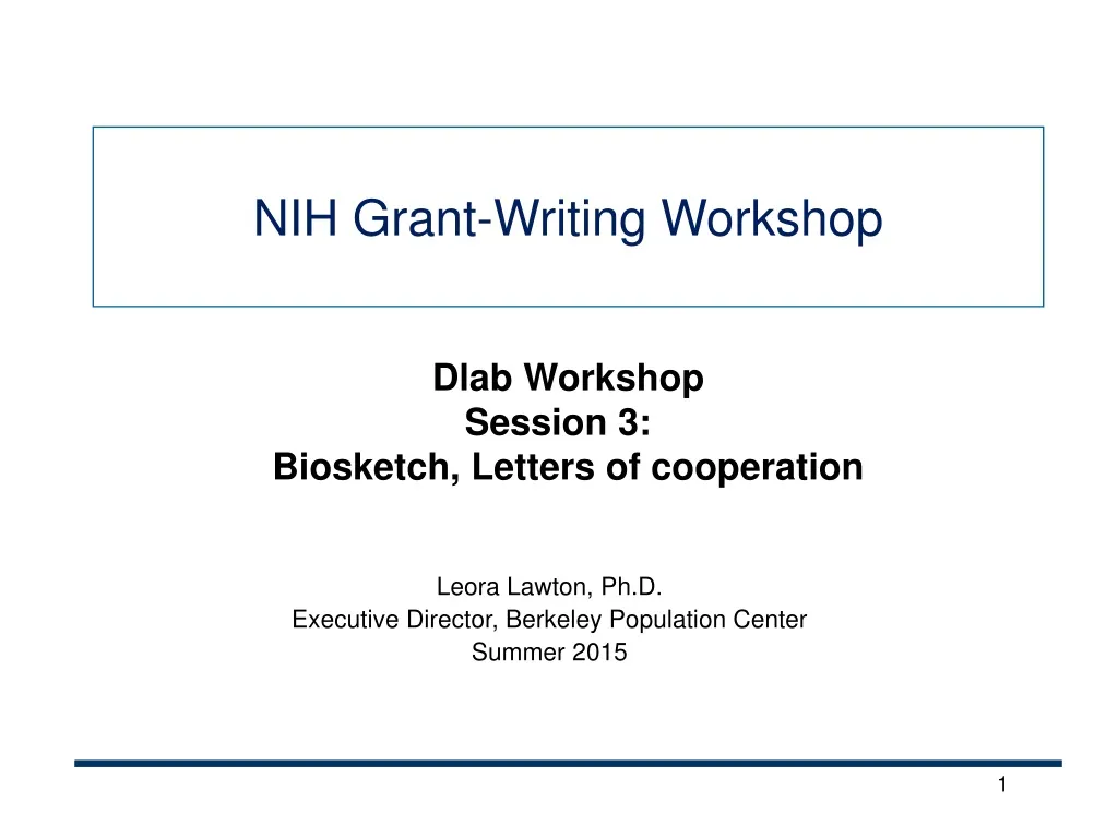 nih grant writing workshop n.
