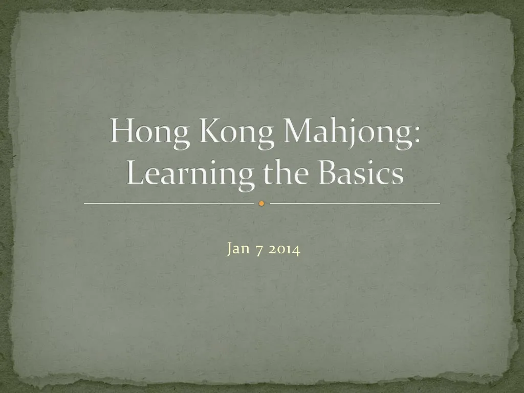 hong kong mahjong learning the basics n.