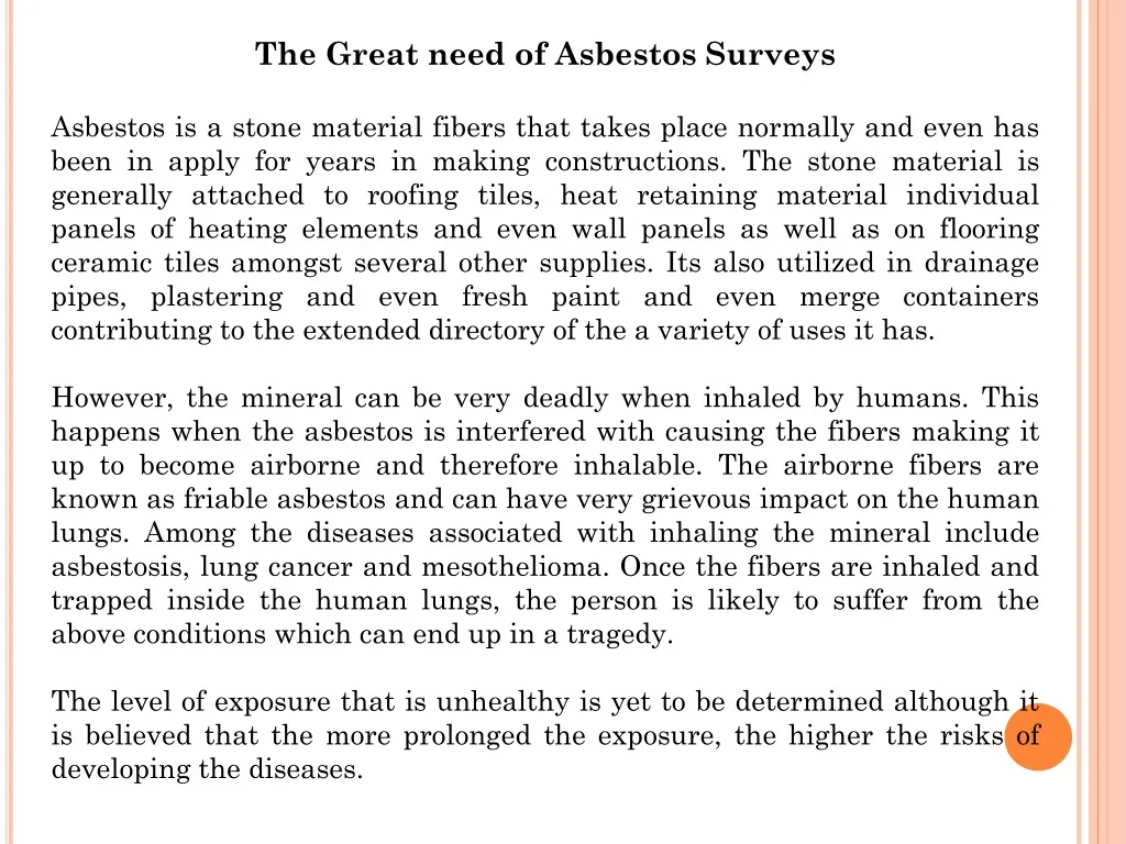 the great need of asbestos surveys asbestos n.