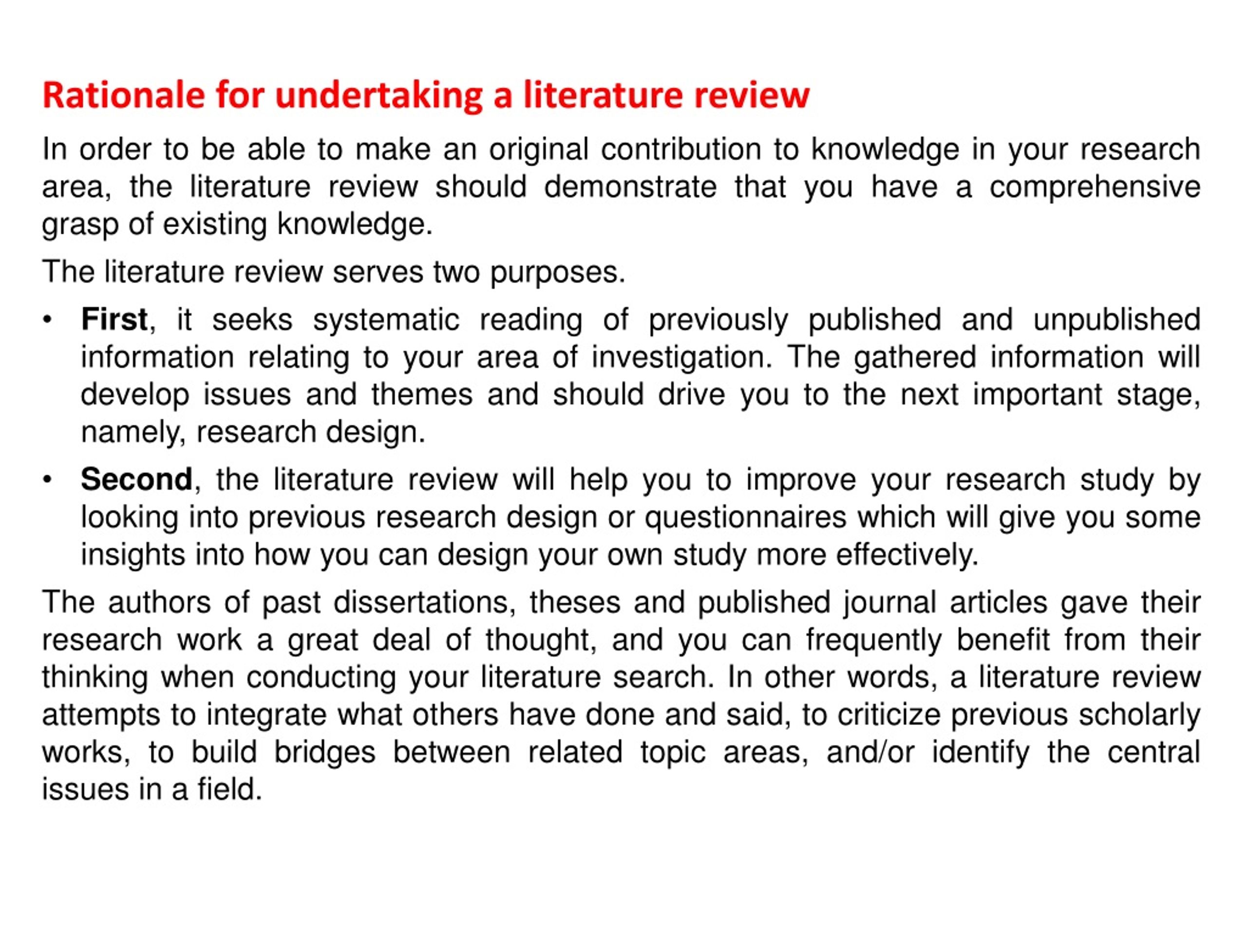 literature review rationale for