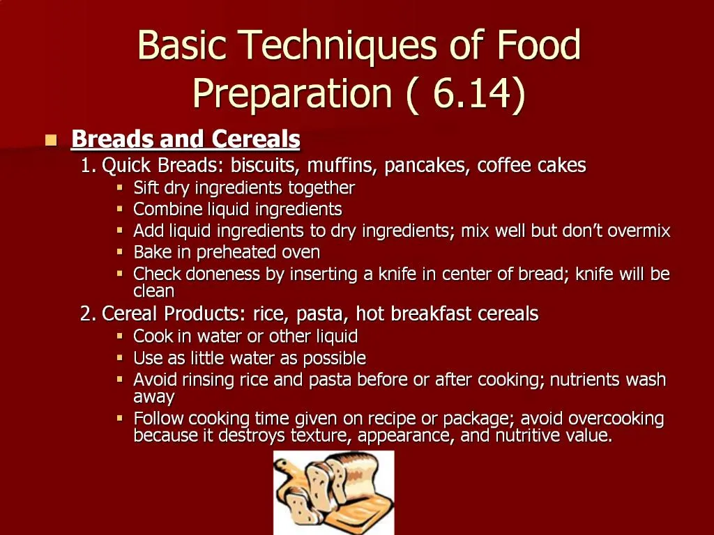 List Of Food Preparation Techniques