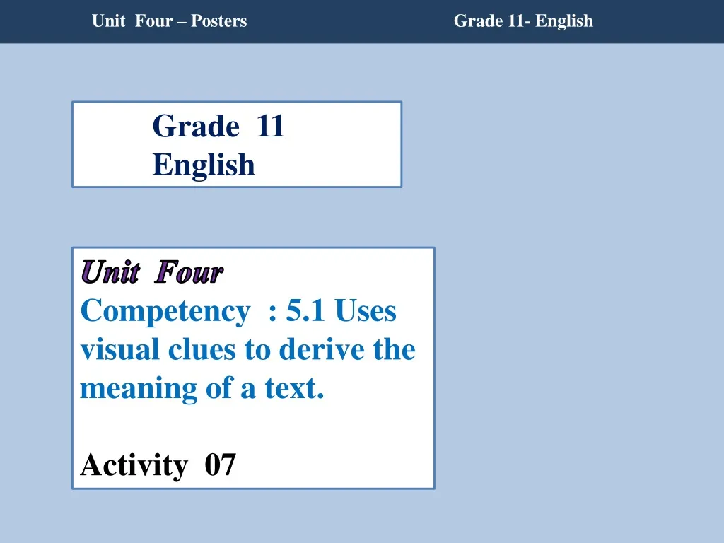 unit four posters grade 11 english n.