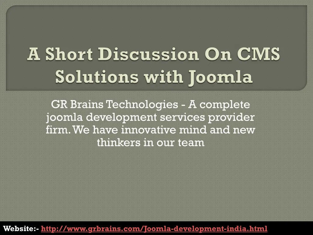 a short discussion on cms solutions with joomla n.