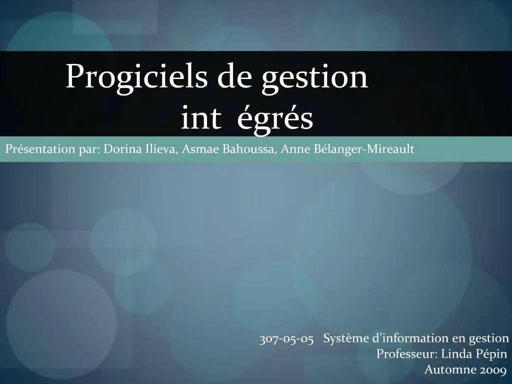 Ppt Progiciels De Gestion Int Gr S Powerpoint Presentation Free Download Id