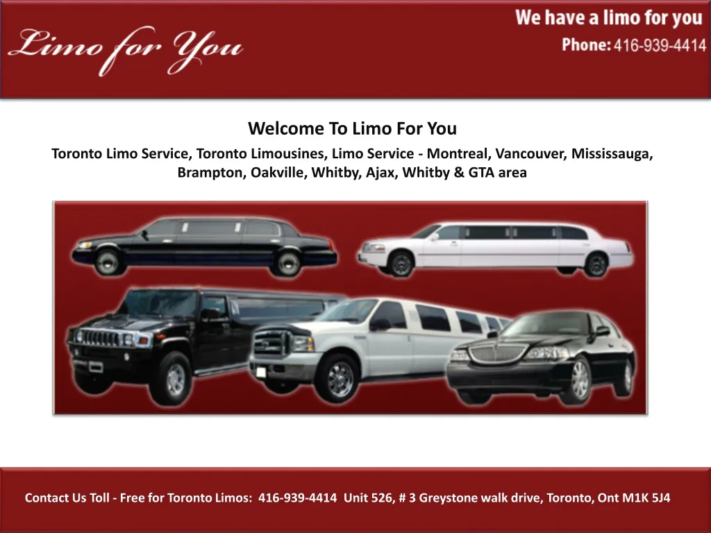 welcome to limo for you toronto limo service n.