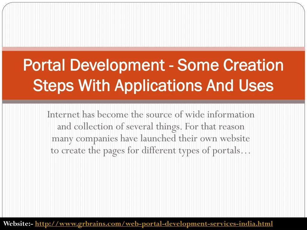portal development some creation steps with applications and uses n.