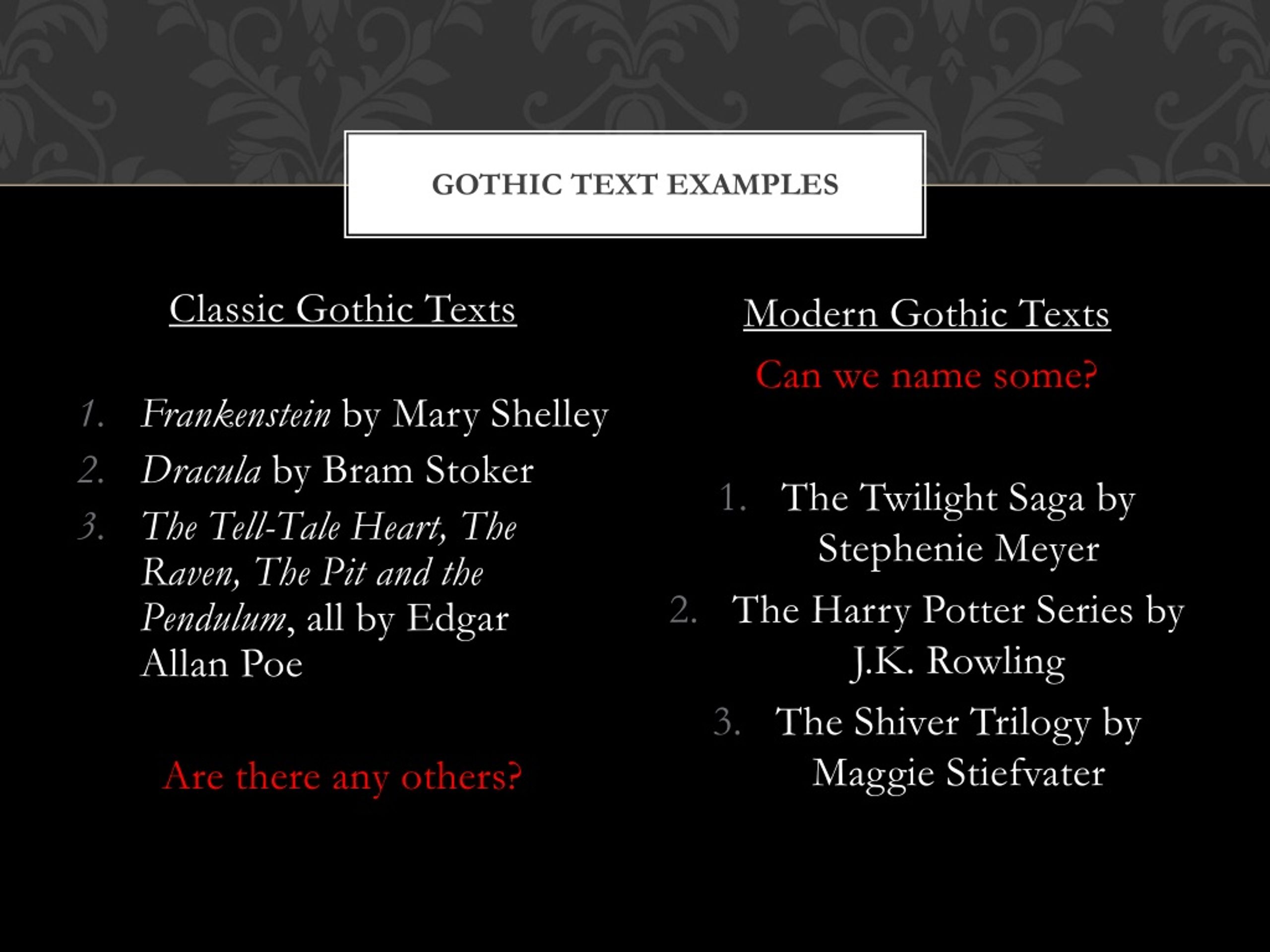 PPT Elements of Gothic Literature (Gothic fiction) PowerPoint Presentation ID1108729