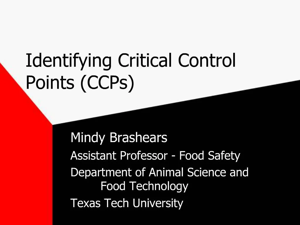 PPT - Identifying Critical Control Points CCPs PowerPoint Presentation ...