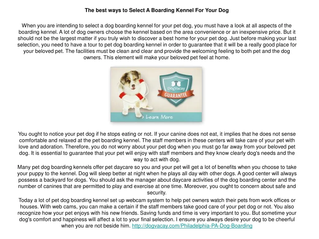 the best ways to select a boarding kennel n.