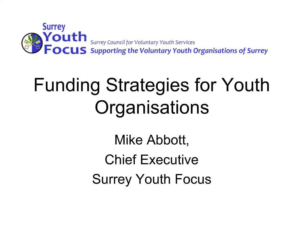 PPT Funding Strategies for Youth Organisations PowerPoint
