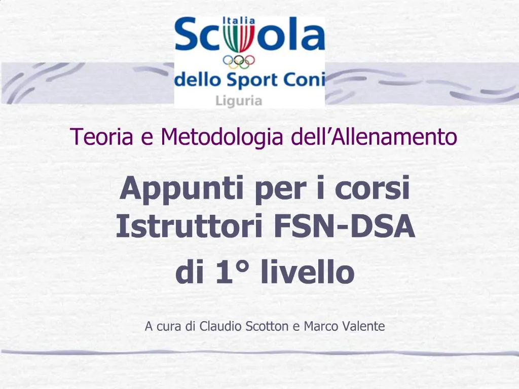 Teoria E Metodologia Dell Allenamento