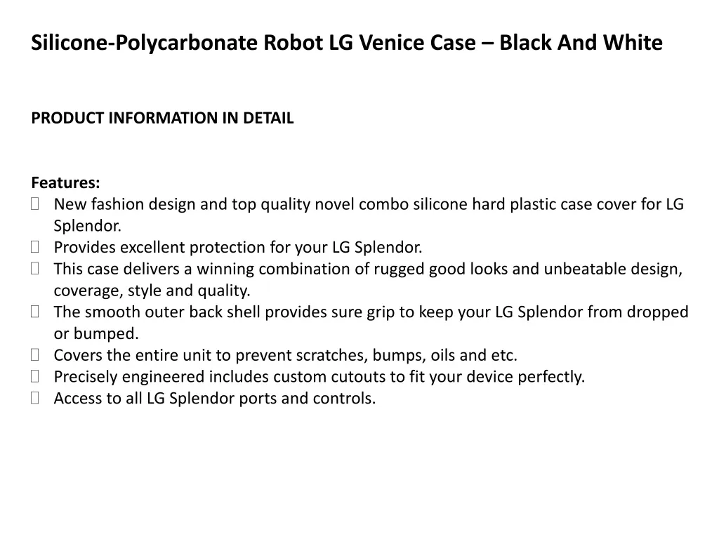 silicone polycarbonate robot lg venice case black n.