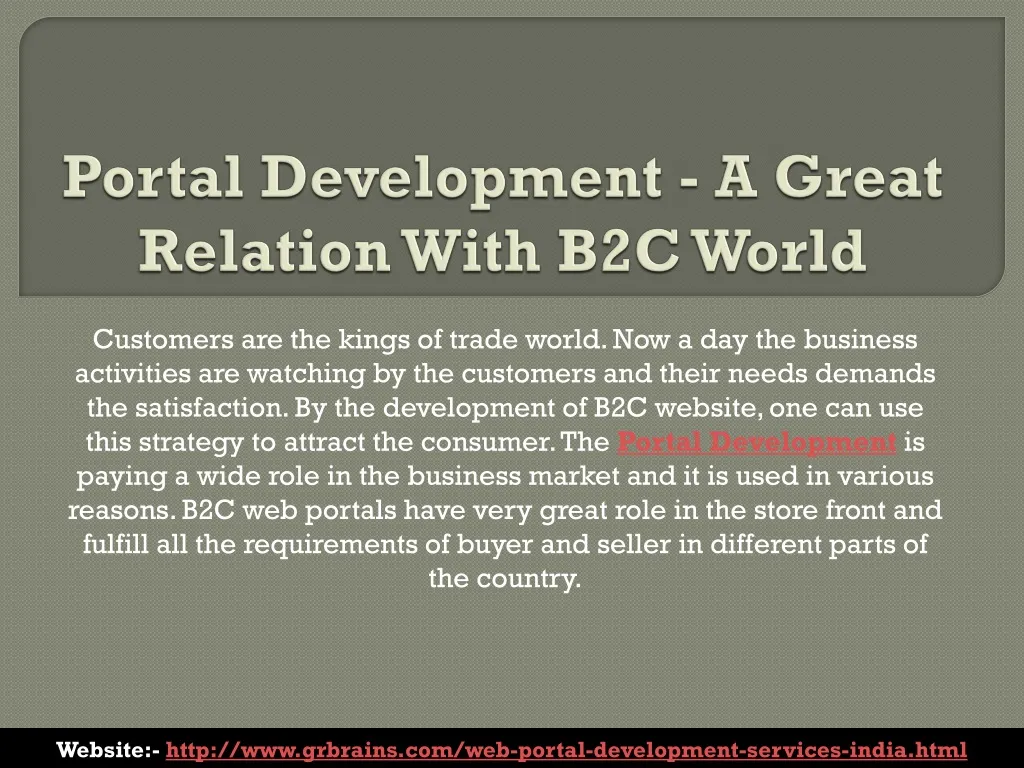 portal development a great relation with b2c world n.