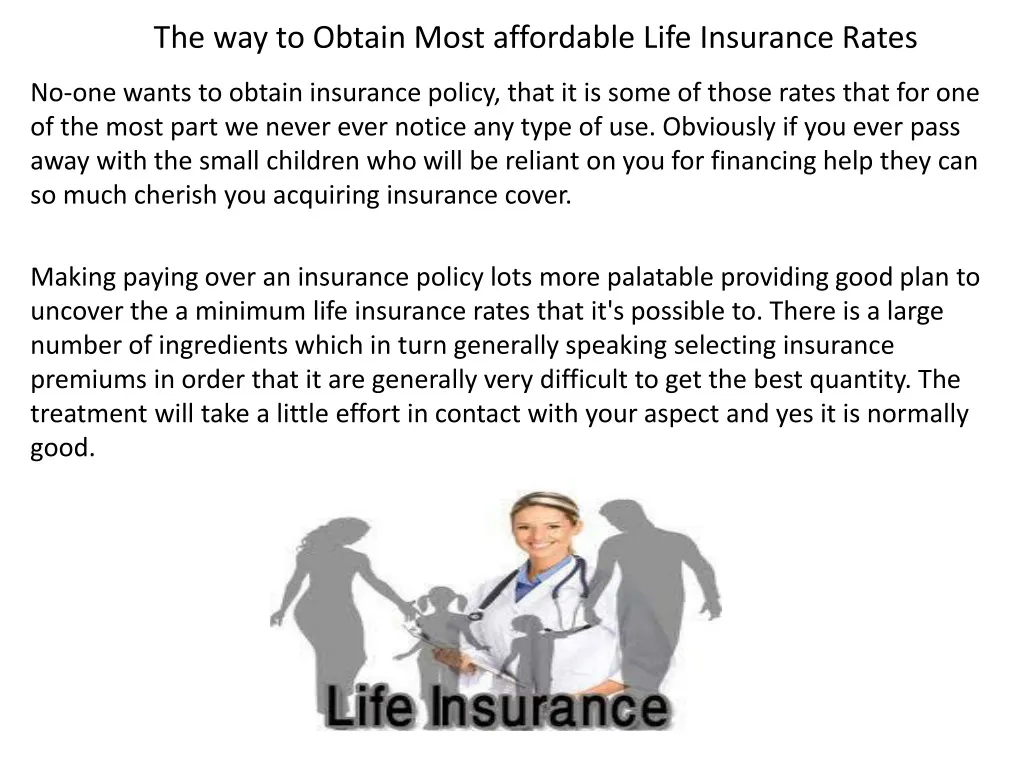 the way to obtain most affordable life insurance rates n.