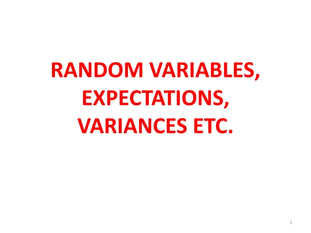 random variables expectations variances etc n.