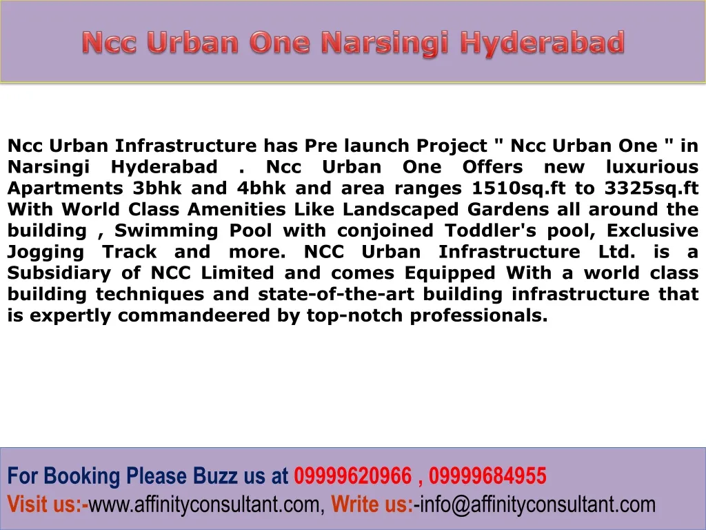 ncc urban one narsingi hyderabad n.