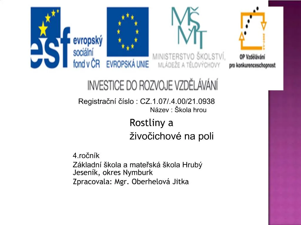 PPT - 4.rocn K Z Kladn Kola A Matersk Kola Hrub Jesen K, Okres Nymburk ...