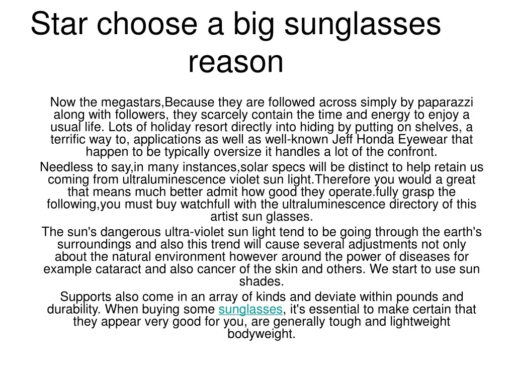 star choose a big sunglasses reason n.