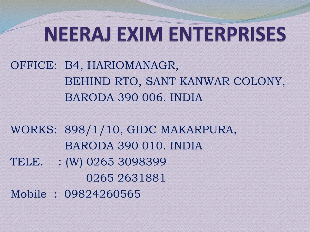 neeraj exim enterprises n.