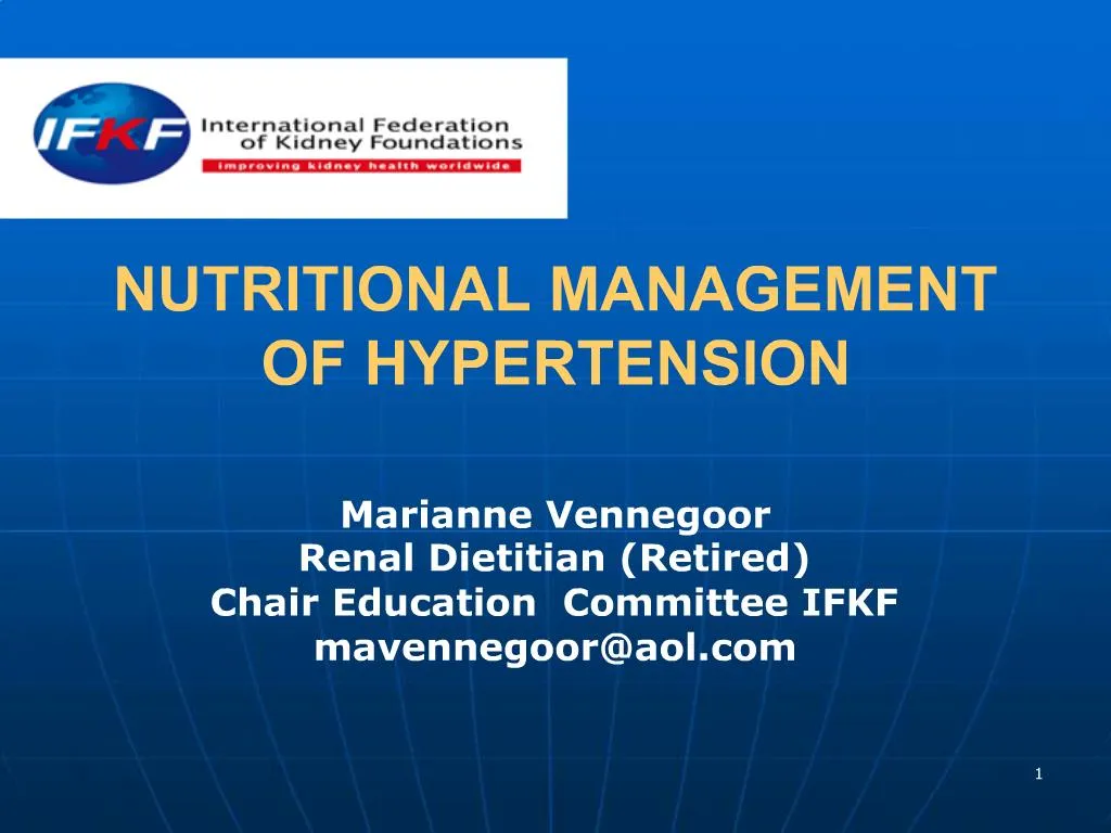 PPT NUTRITIONAL MANAGEMENT OF HYPERTENSION PowerPoint Presentation