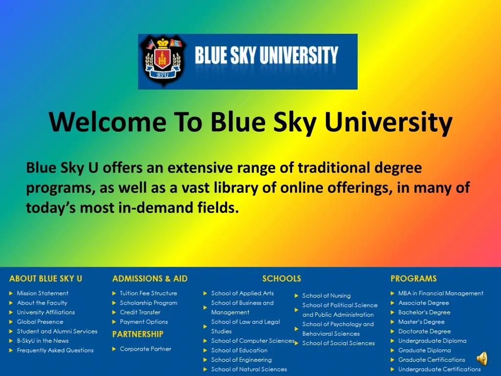 welcome to blue sky university n.
