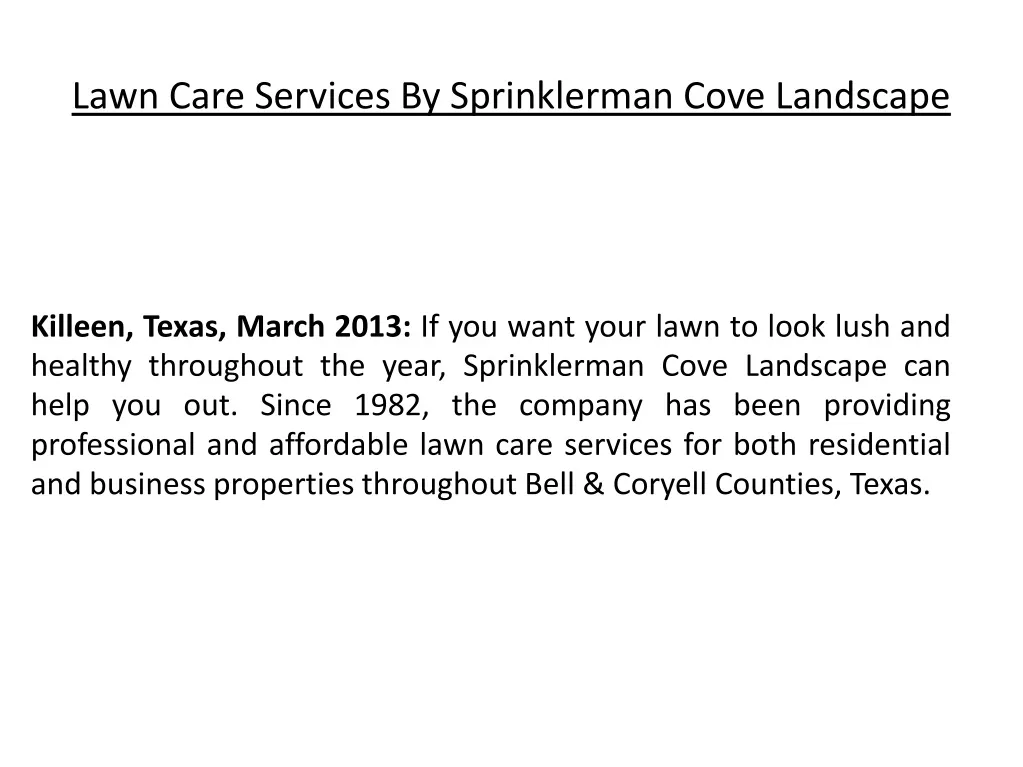 lawn care services by sprinklerman cove landscape n.