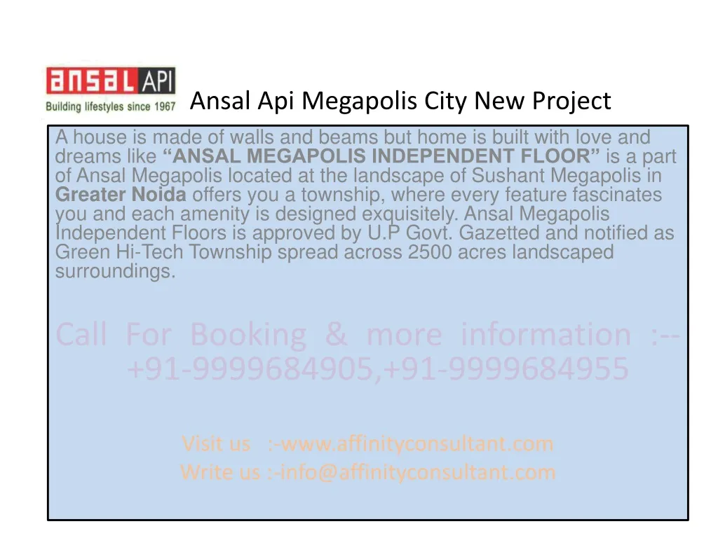ansal api megapolis city new project n.