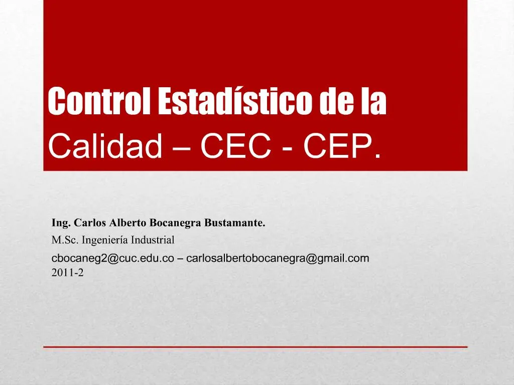 Ppt Control Estad Stico De La Calidad Cec Cep Powerpoint