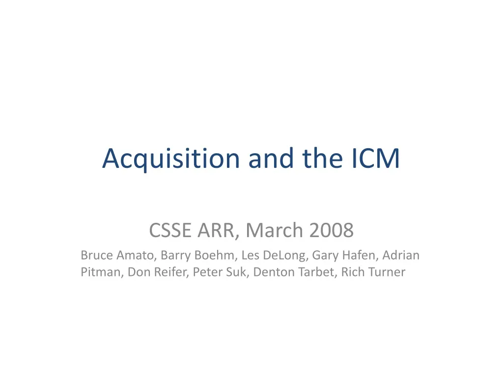 acquisition and the icm n.