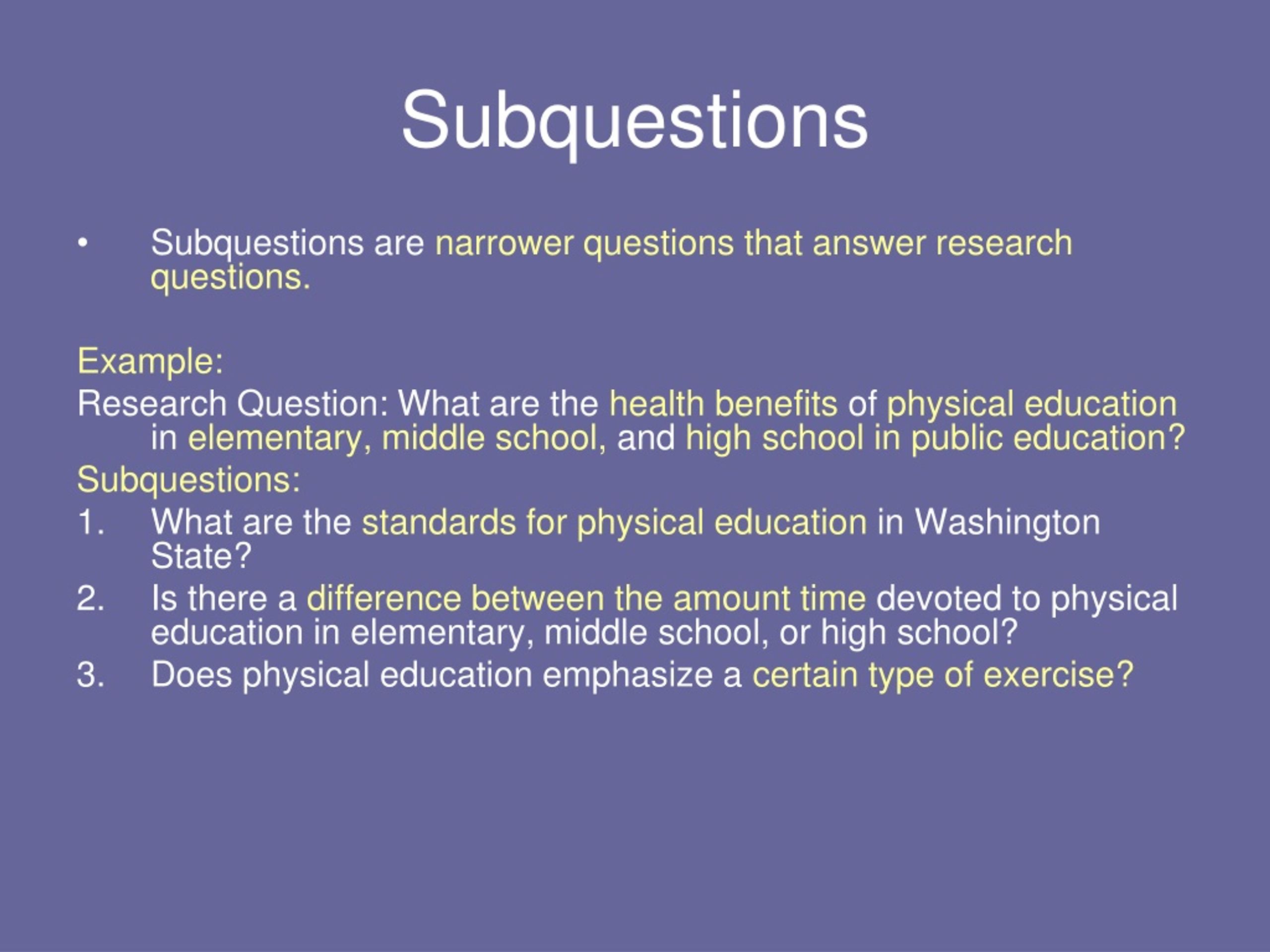 main research question and subquestions