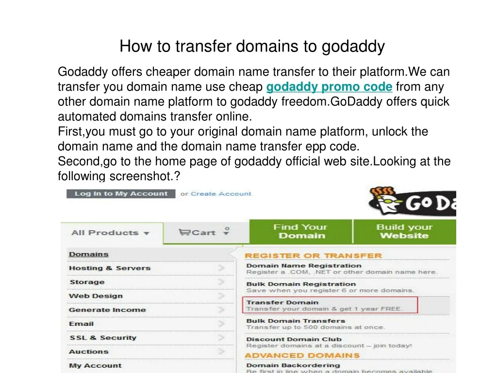 how to transfer domains to godaddy n.