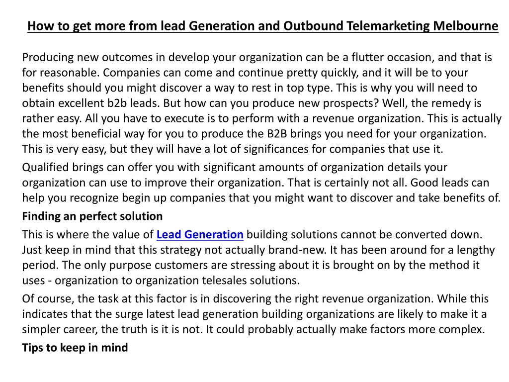 how to get more from lead generation and outbound telemarketing melbourne n.