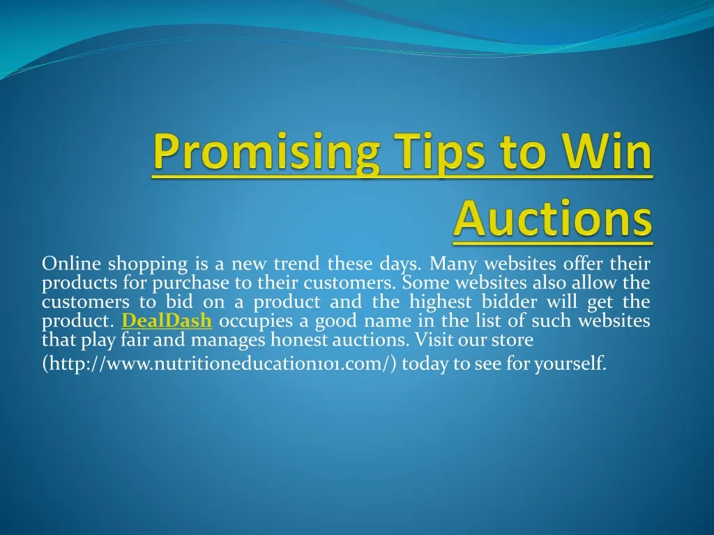 promising tips to win auctions n.