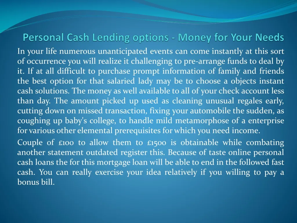 personal cash lending options money for your needs n.