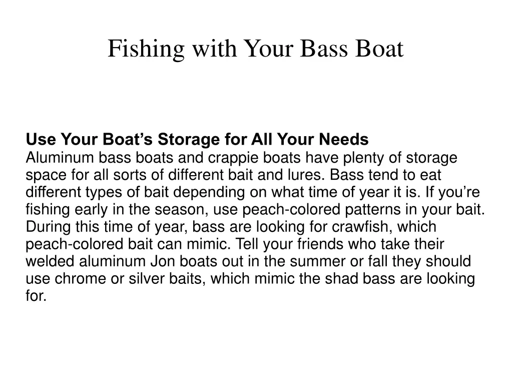 fishing with your bass boat n.