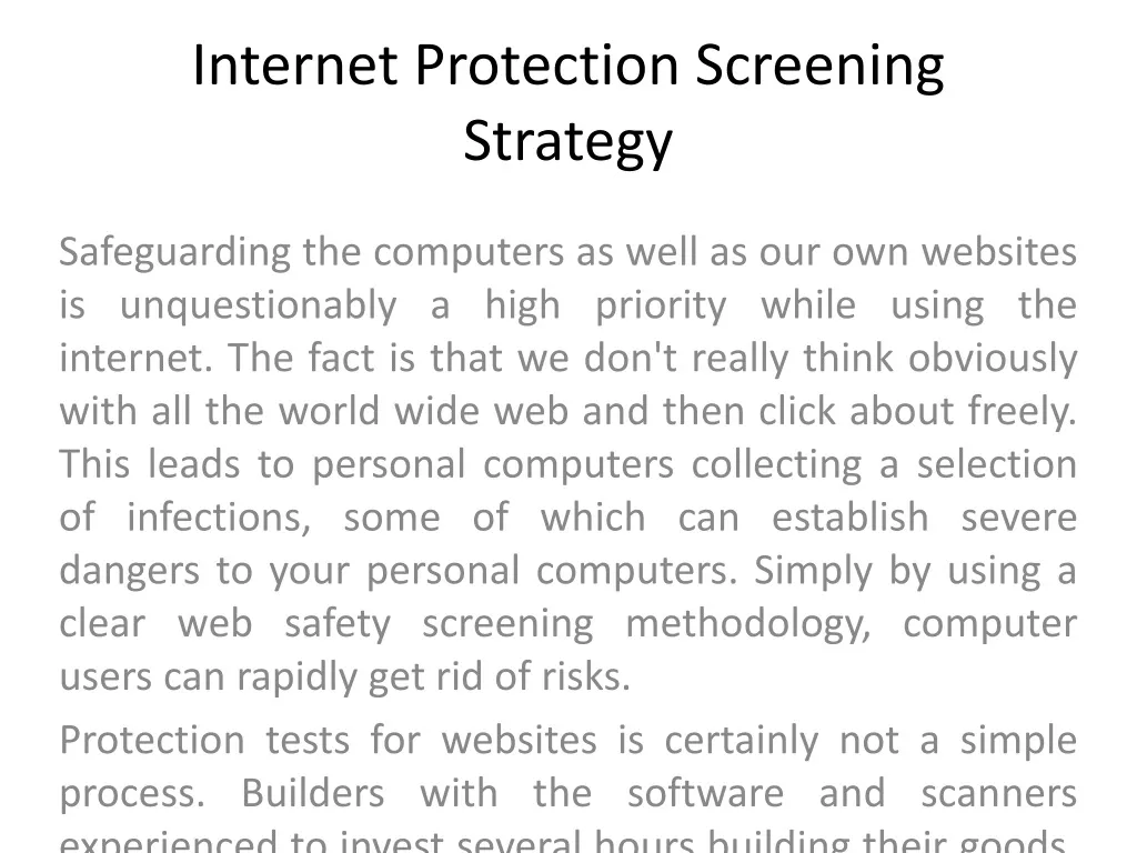 internet protection screening strategy n.