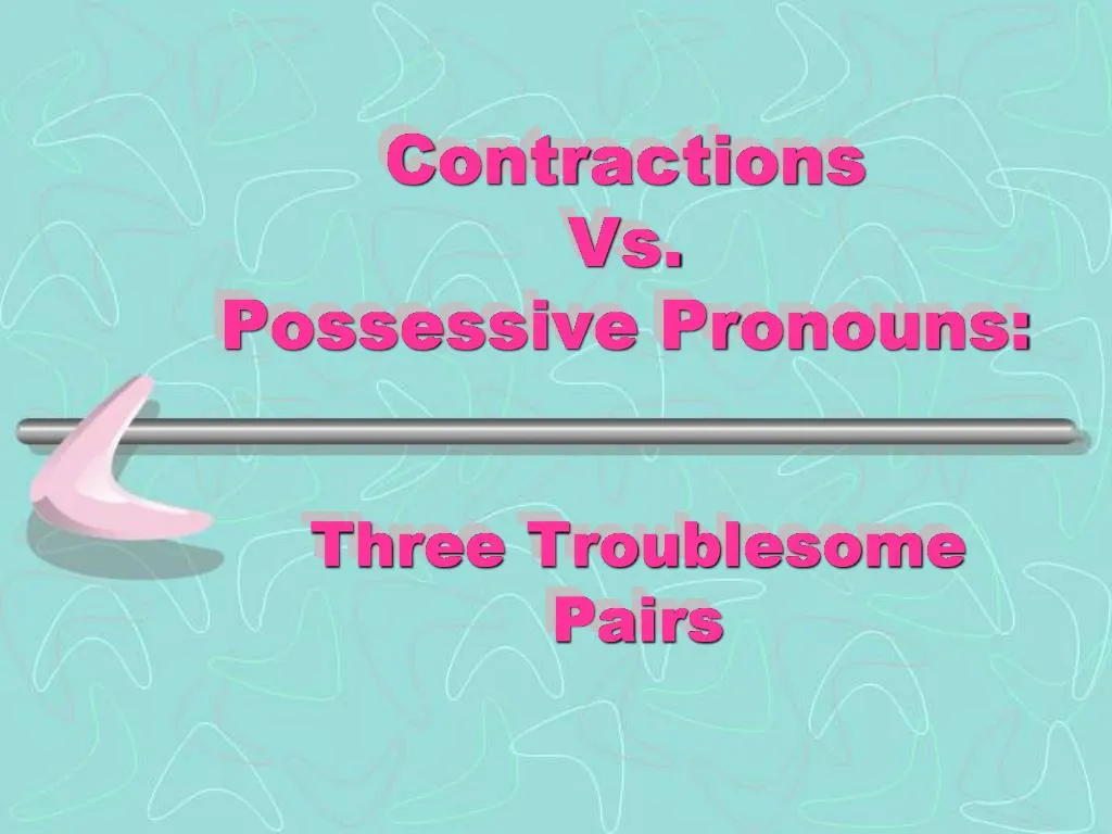 Possessive Pronouns And Contractions Worksheet Answer Key